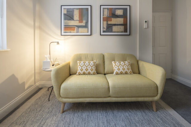 Therapy room with 2-seater sofa